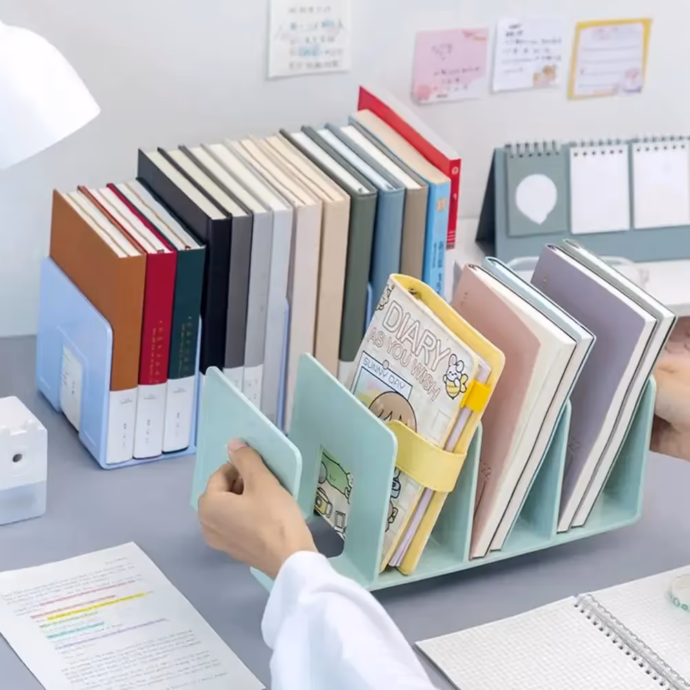 Book Organizer with 4 Compartments